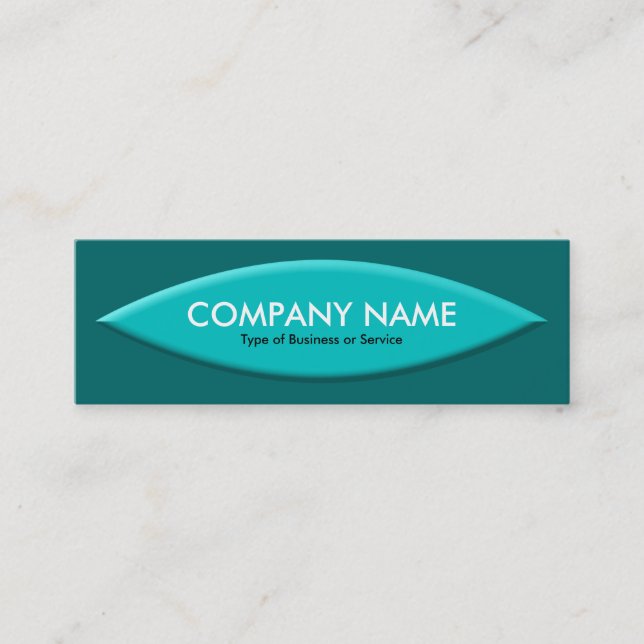Boat Shape - Turquoise on Moss Green Mini Business Card (Front)