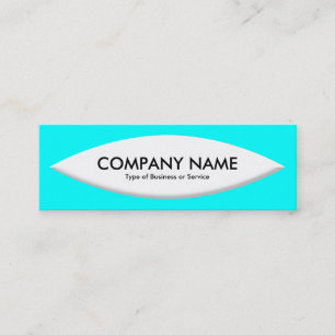 Boat Shape - White on Cyan Mini Business Card