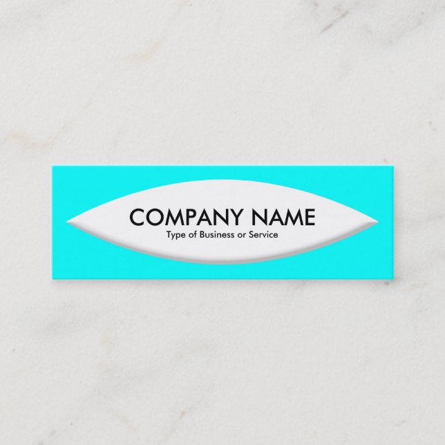 Boat Shape - White on Cyan Mini Business Card (Front)