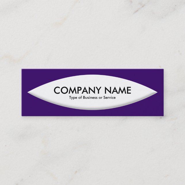 Boat Shape - White on Deep Purple Mini Business Card (Front)