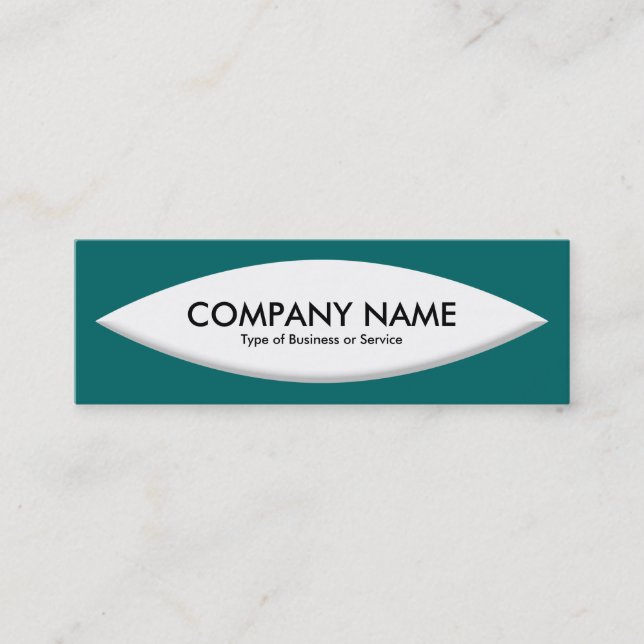 Boat Shape - White on Moss Green Mini Business Card (Front)