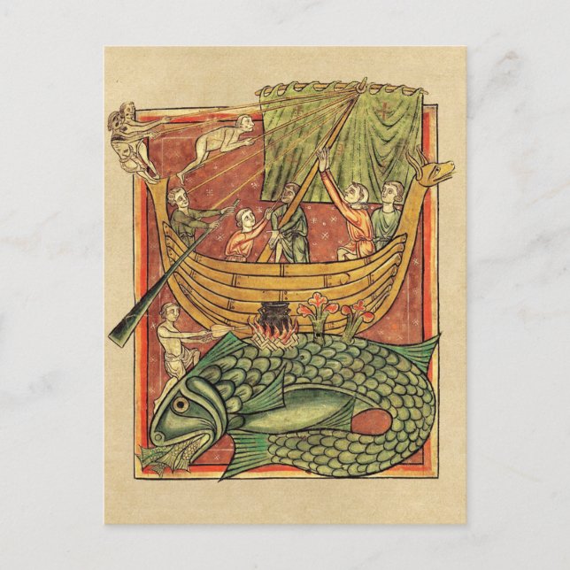 Boat Shipwrecked on a Whale Postcard (Front)