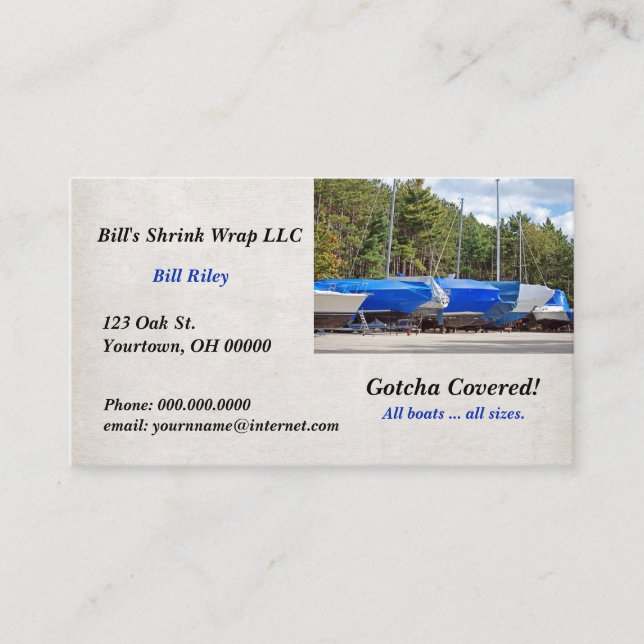 boat shrink wrap winterizing business card (Front)