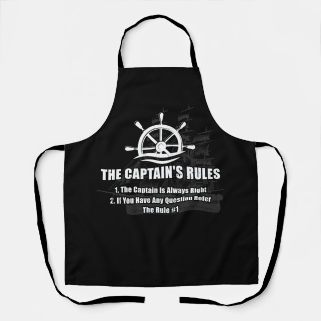 Boat The Captain Rules Funny Sayings Sailing Sail  Apron (Front)