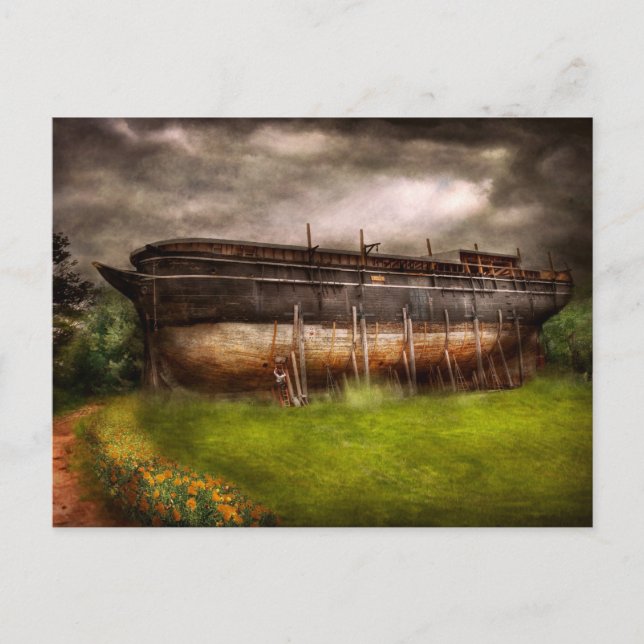 Boat - The construction of Noah's Ark Postcard (Front)