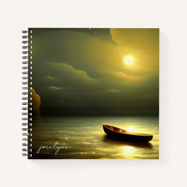 Boat Under the Moonlight Personalized Journal (Front)