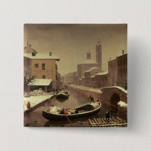 Boat under the Snow 2 Inch Square Button