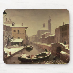 Boat under the Snow Mouse Pad