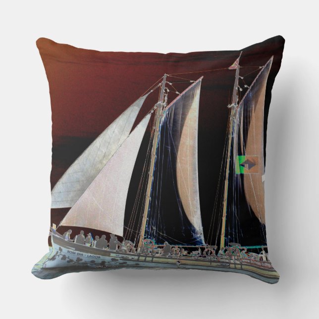 Boat under way throw pillow (Front)