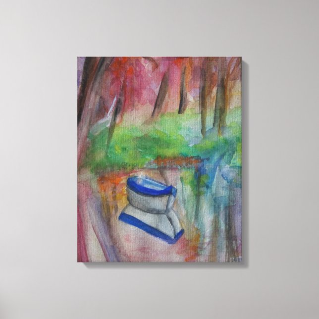Boat Watercolor Stretched Canvas Print (Front)