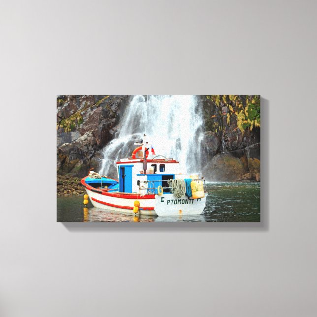 Boat & waterfall canvas print (Front)