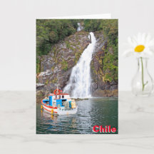 Boat & waterfall, Chile