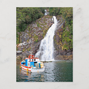 Boat & waterfall, Chile Postcard