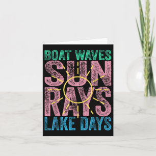 Boat Waves Sun Rays Lake Days Cute Retro 70s Summe Card