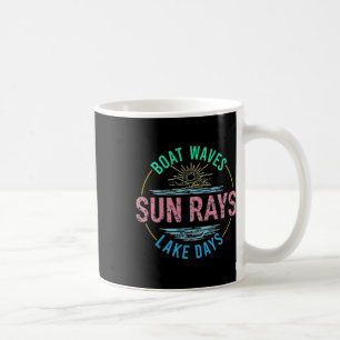 Boat Waves Sun Rays Lake Days Cute Retro 70s Summe Coffee Mug