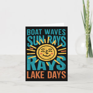 Boat Waves Sun Rays Lake Days Funny Retro 70s Vaca Card