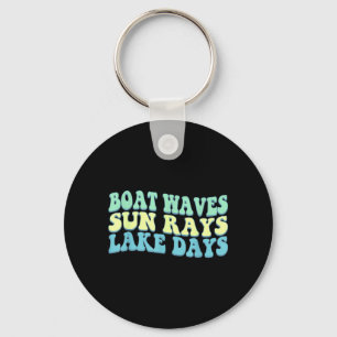 Boat Waves Sun Rays Lake Days Funny Retro Summer Keychain