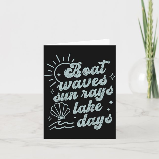 Boat Waves Sun Rays Lake Days Hello Summer Beachy Card (Front)