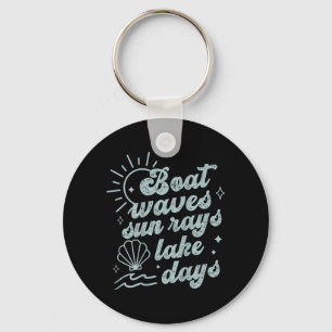Boat Waves Sun Rays Lake Days Hello Summer Beachy Keychain