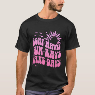 Boat Waves Sun Rays Lake Days Pontoon Captain Boat T-Shirt