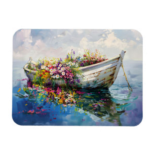 Boat with Colourful Wildflowers Flexible Magnet