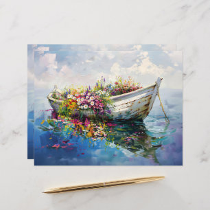 Boat with Colourful Wildflowers Scrapbook Paper
