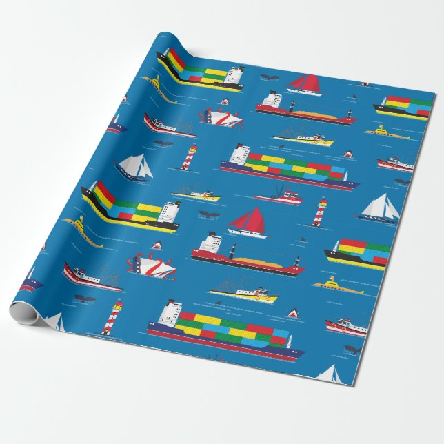 Boat Wrapping paper (Unrolled)