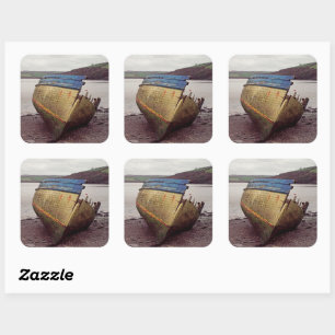 Boat wreck square sticker