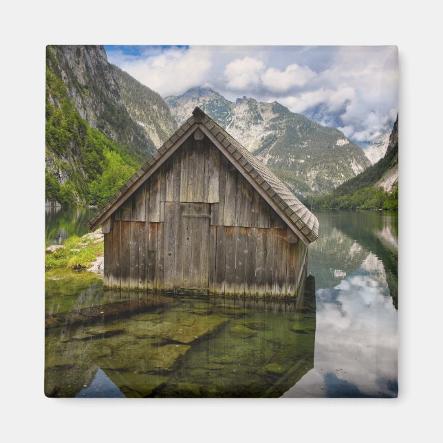 Boathouse in Obersee lake in Alps in Germany Magnet (Front)