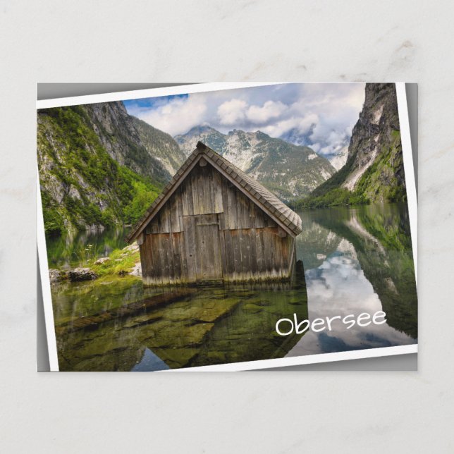 Boathouse in Obersee lake in Alps in Germany Postcard (Front)