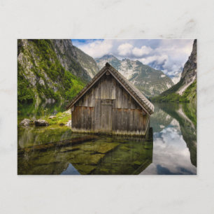 Boathouse in Obersee lake in Alps in Germany Postcard