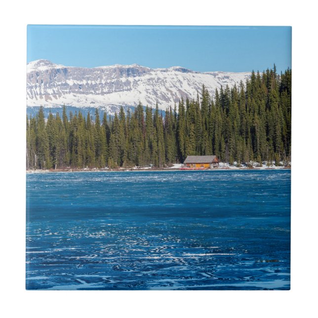 Boathouse next to Lake Louise - Banff, Canada Tile (Front)