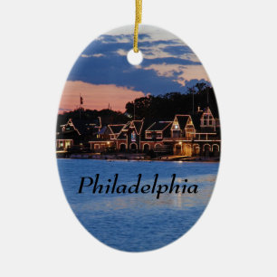 Boathouse Row dusk Ceramic Ornament