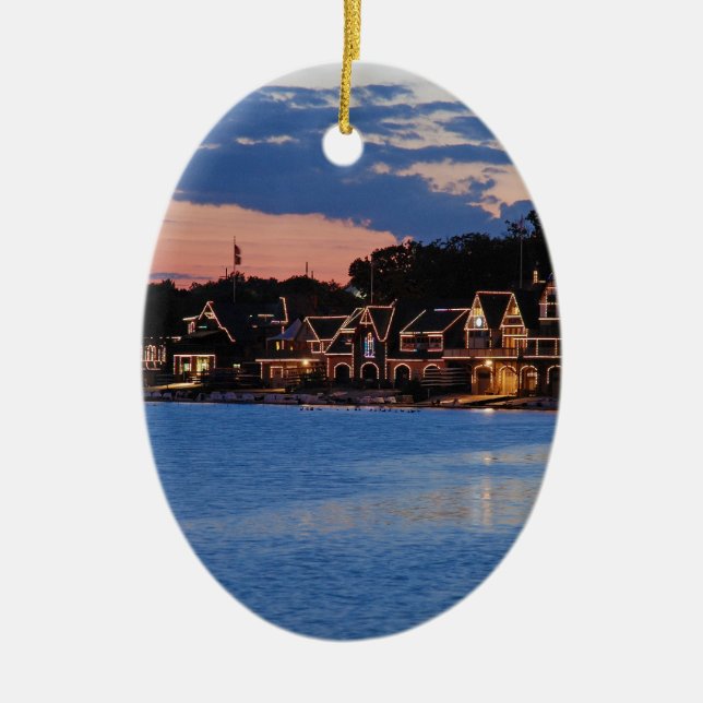 Boathouse Row dusk Ceramic Ornament (Front)