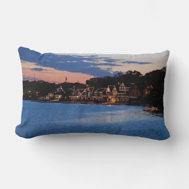 Boathouse Row dusk Lumbar Pillow (Front)