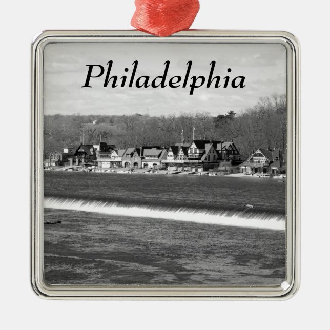 Boathouse Row winter b/w Metal Ornament (Front)