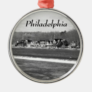 Boathouse Row winter b/w Metal Ornament