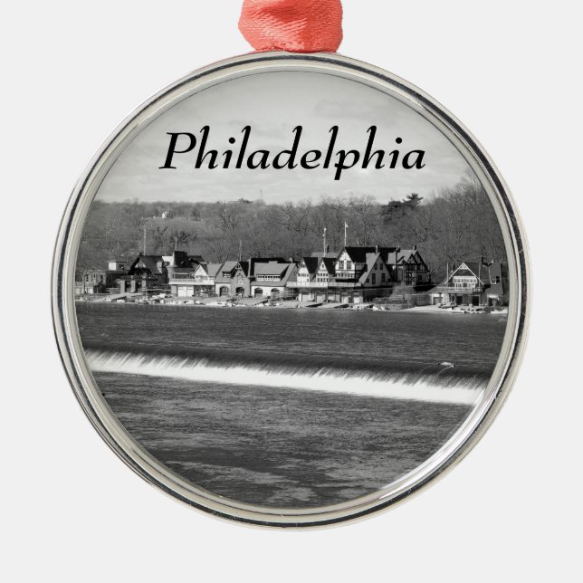 Boathouse Row winter b/w Metal Ornament (Front)