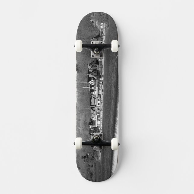 Boathouse Row winter b/w Skateboard (Front)