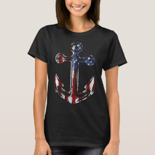 Boating Anchor Usa American Flag 4th Of July  T-Shirt