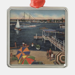 Boating and Swimming on Newport Bay Metal Ornament