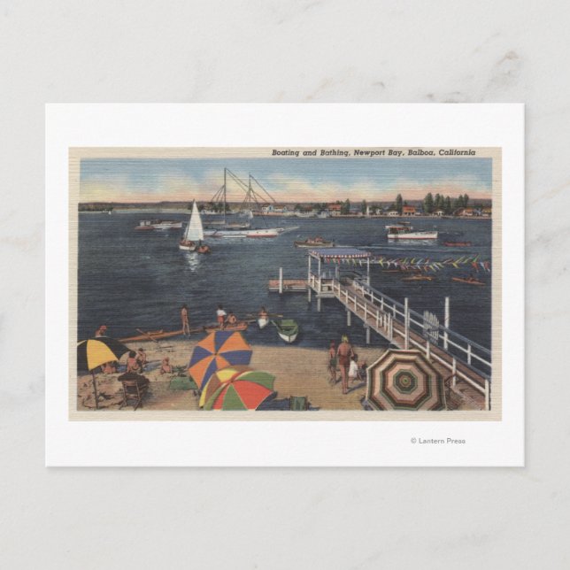 Boating and Swimming on Newport Bay Postcard (Front)