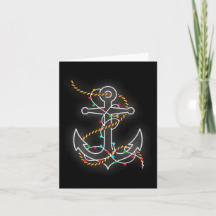 Boating Christmas Lights Anchor Santa Sailing Boat Card