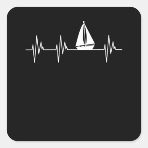 Boating Heartbeat Boat Ship Sailor Cruise Lover Gr Square Sticker