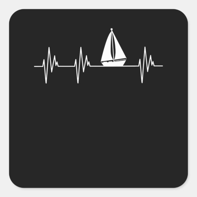 Boating Heartbeat Boat Ship Sailor Cruise Lover Gr Square Sticker (Front)