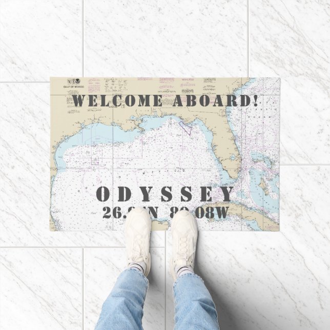 Boating Latitude Longitude 🌊⚓ Florida Nautical Doormat (Indoor)
