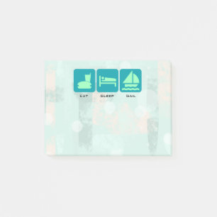 Boating Life - Eat Sleep Sail on Green Background Post-it Notes