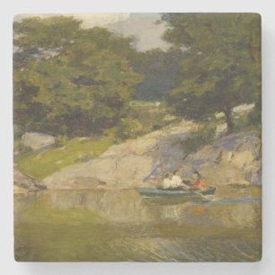 Boating on a Lake in Central Park (E.H. Potthast) Stone Coaster