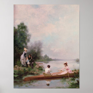 Boating on the River, 19th century Poster