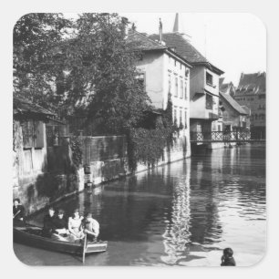 Boating on the river Gera at Erfurt Square Sticker